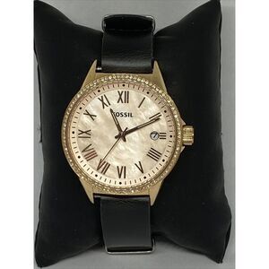 Fossil Blythe BQ3210 Women's Black Leather Analog Dial Quartz Wrist Watch LB301